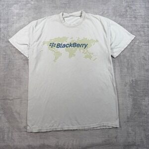BlackBerry Shirt Mens Large Vintage Y2K World Map Tech Promo Corporate